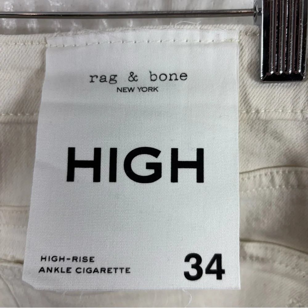 Rag & Bone Nina High-Rise Ankle Cigarette Jeans in Ecru Size 34 NWT - Picture 5 of 8